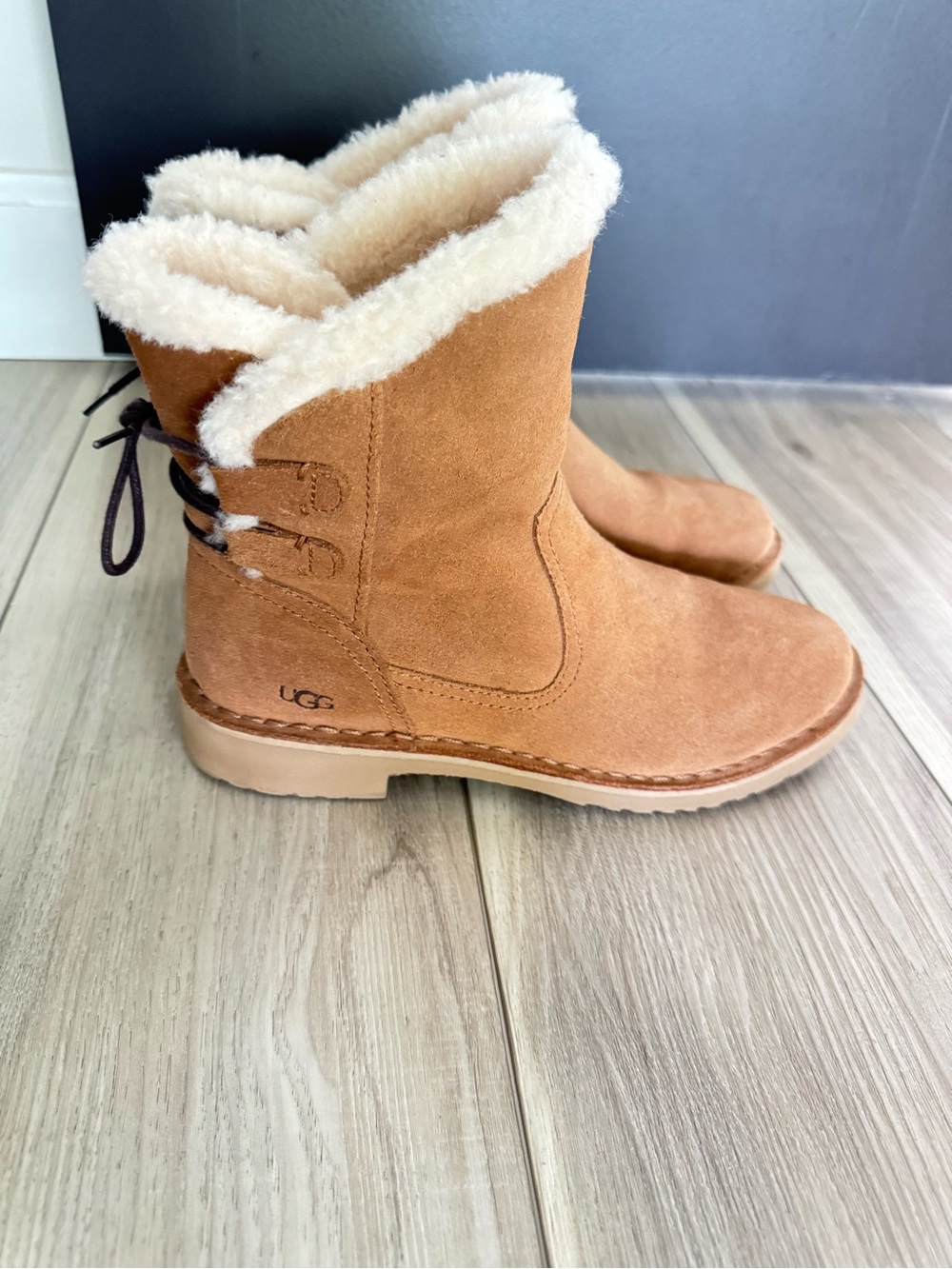 UGG Women's Chestnut Suede Shearling Boot with Cream Lining